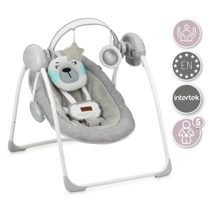 Leagan pentru bebelusi MoMi LISS Bear Gri/Turcoaz [1]