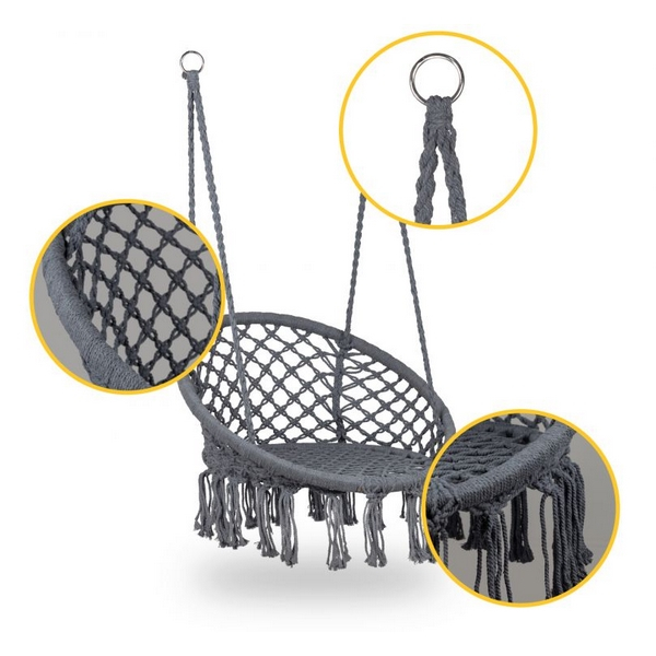 Leagan suspendat pentru interior/exterior, cu spatar, cuib de barza, gri, GW-076 [7]