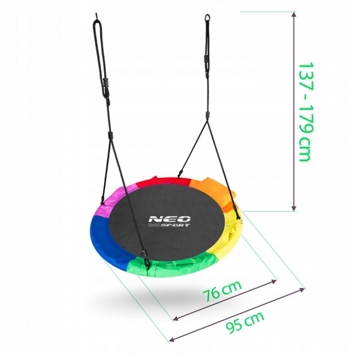 Leagan tip cuib pentru copii XXL, 95 cm, 150 kg, Neo-Sport 1040, Multicolor [8]