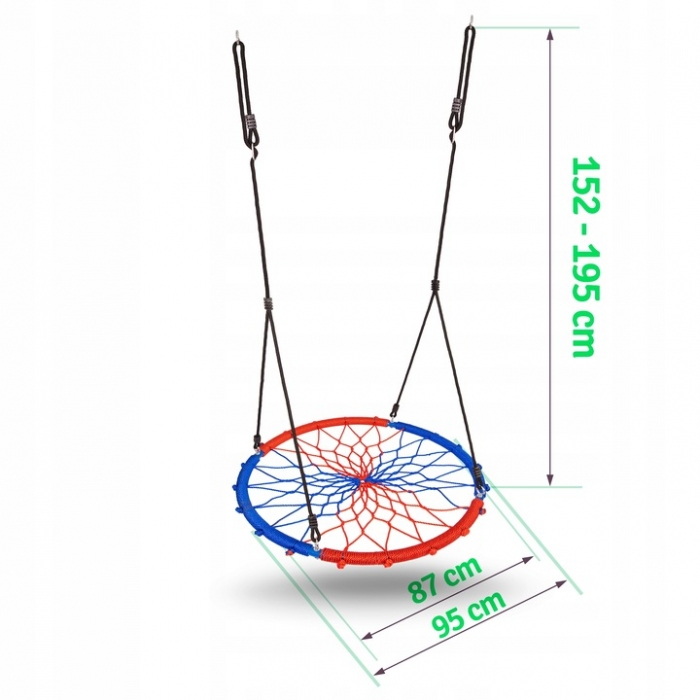 Leagan tip cuib pentru copii XXL, 95 cm, 150 kg, Neo-Sport 1070, Rosu Albastru [6]