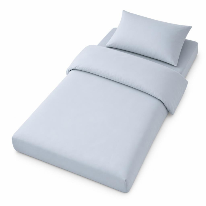 Lenjerie in 3 piese Bleu Uni pentru pat copii 0-5 ani compatibila cu saltea 120x60 cm [2]