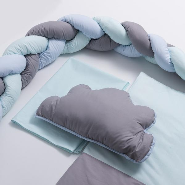 Lenjerie MyKids 6 piese Gray-Blue fara baldachin 120x60 cm [4]
