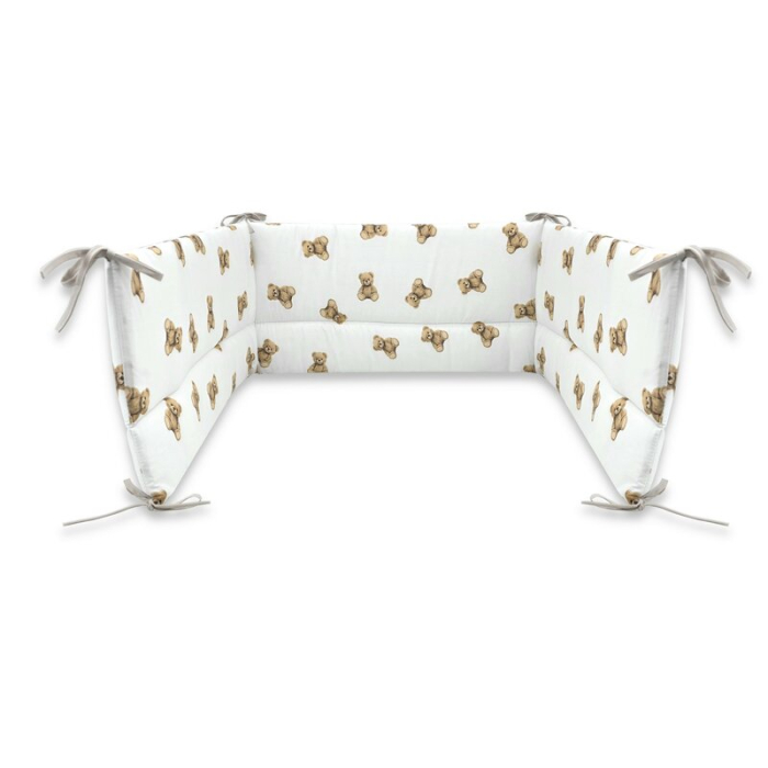 Lenjerie patut 3 piese, Qmini, pentru patut 120x60 cm, cu protectie laterala, din bumbac, Teddy Toys [3]