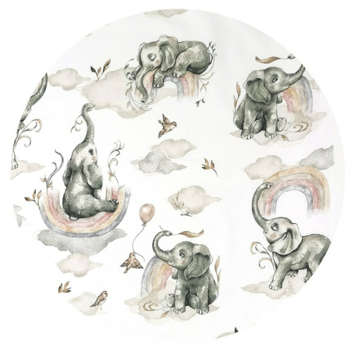 Lenjerie patut 3 piese, Qmini, pentru patut 140x70 cm, cu protectie laterala, din bumbac, Elephants on Rainbow [5]