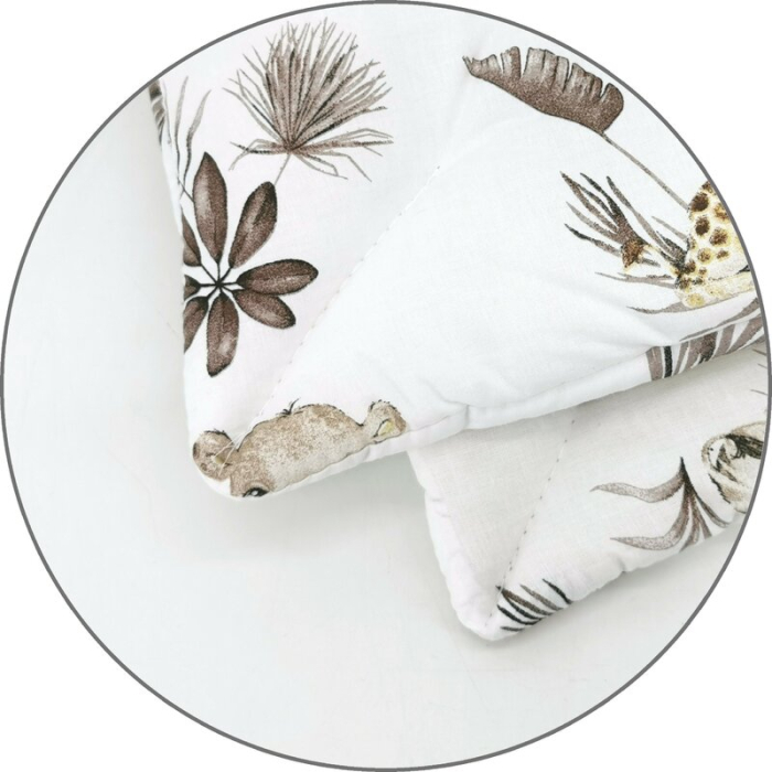 Lenjerie patut cu 5 piese, MimiNu, cu cearceaf 120x60 cm, Pilota, Pernuta, 2 aparatori, din bumbac, Savanna [5]