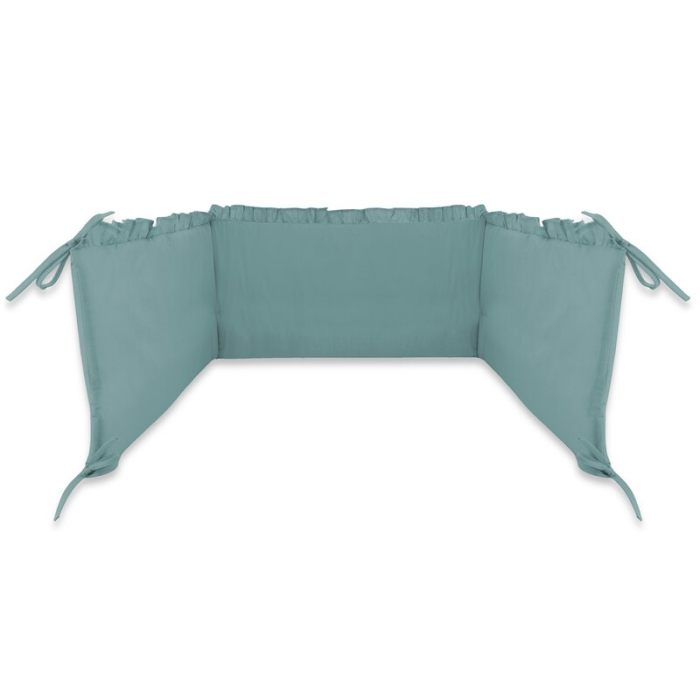 Lenjerie patut cu 5 piese, MimiNu, pentru patut 120x60 cm, cu volanase, cu pilota si perna, din bumbac, Colectia Royal, Nepal Green [4]