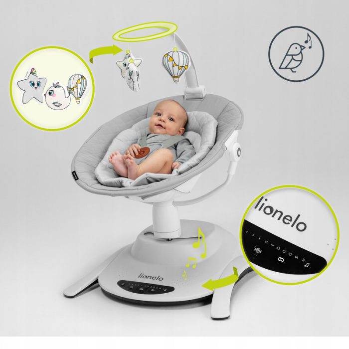 Lionelo - Balansoar multifunctional Bella Electric cu ecran tactil si telecomanda Gri [19]