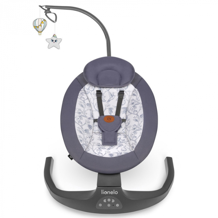 Lionelo - Balansoar si sezlong copii Ralf 2 in 1 Electric cu telecomanda si cablu USB Gri Grafit [4]