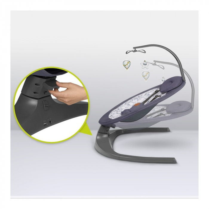 Lionelo - Balansoar si sezlong copii Ralf 2 in 1 Electric cu telecomanda si cablu USB Gri Grafit [10]