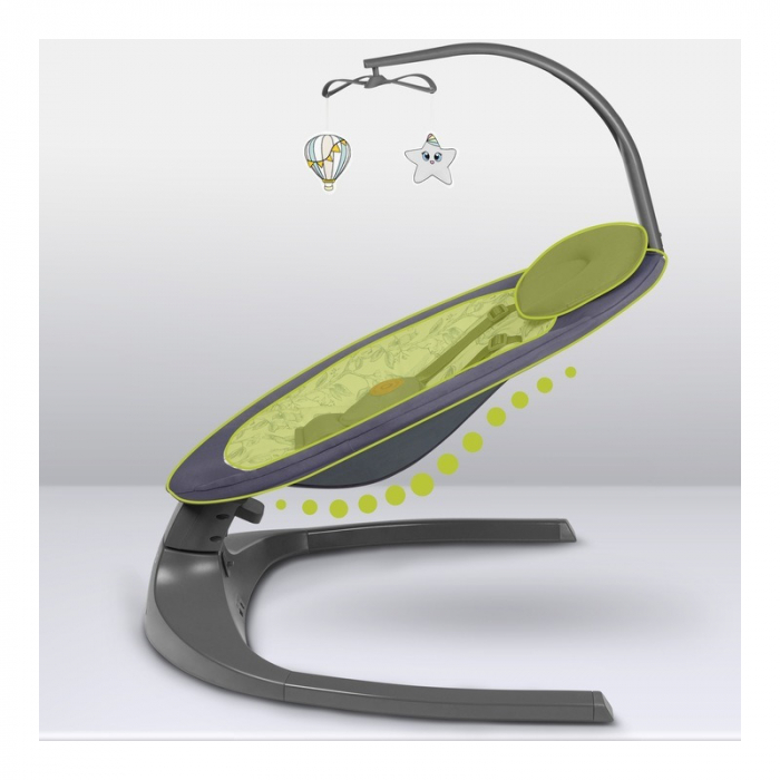 Lionelo - Balansoar si sezlong copii Ralf 2 in 1 Electric cu telecomanda si cablu USB Gri Grafit [6]