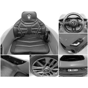 Masinuta electrica cu telecomanda MASERATI GranTurismo, 99x59.5x44 cm, varsta 1-4 ani, roti EVA, scaun din piele ECO, putere 90W - Gri [7]