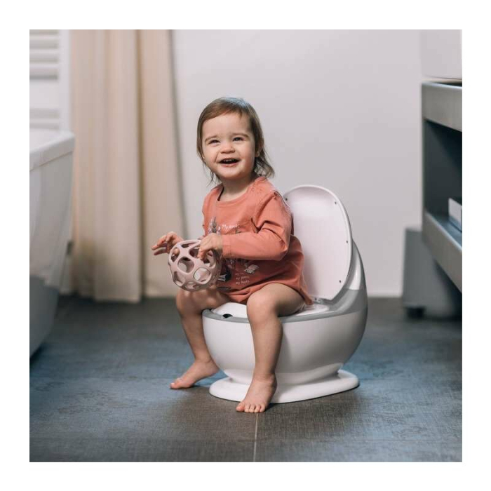 Olita educativa, FreeON, Trainer, Minitoaleta, cu spatiu pentru hartie/servetele, cu sunet realist de tras apa, Pana la 25 kg, 3 ani+, White/Grey [9]