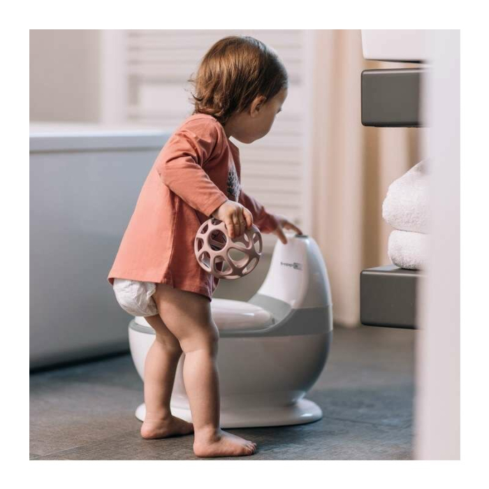 Olita educativa, FreeON, Trainer, Minitoaleta, cu spatiu pentru hartie/servetele, cu sunet realist de tras apa, Pana la 25 kg, 3 ani+, White/Grey [10]