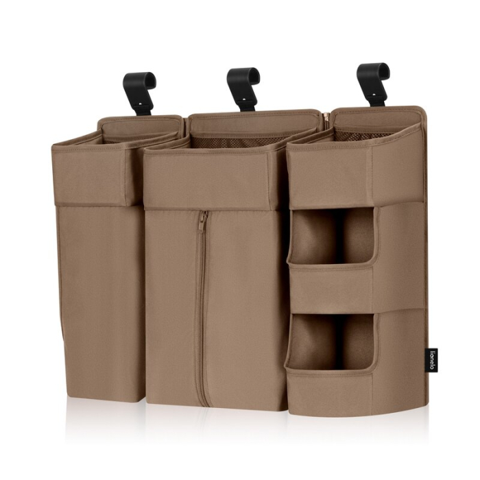 Organizator multifunctional, Lionelo, Sidepocket L, 58x11x58 cm, 3 parti independente cu multiple buzunare, Universal, Constructie ranforsata, Bej [8]