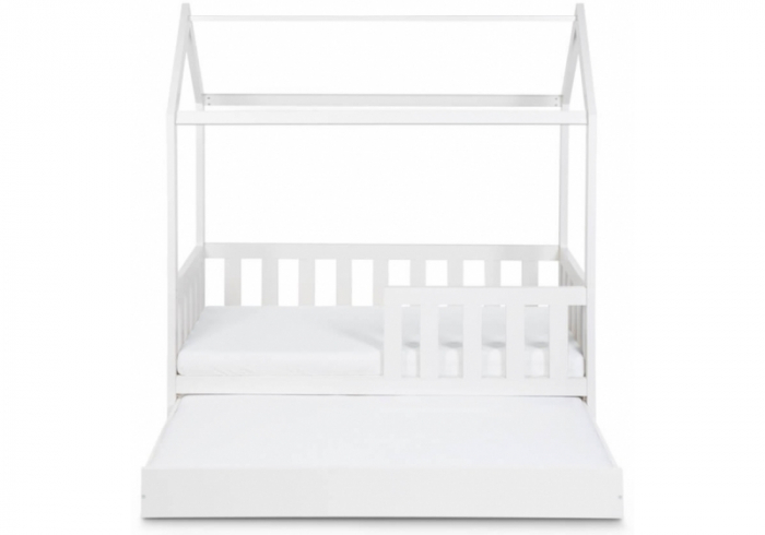 Pat tineret casuta Klups Liv Alb 160x80 cu sertar [3]