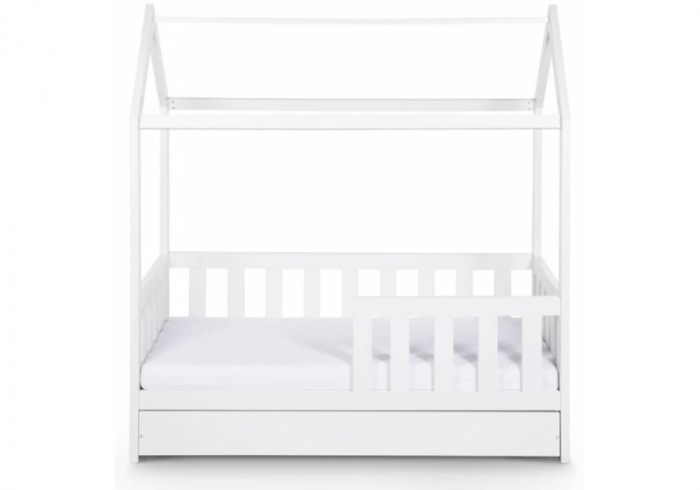 Pat tineret casuta Klups Liv Alb 160x80 cu sertar [6]