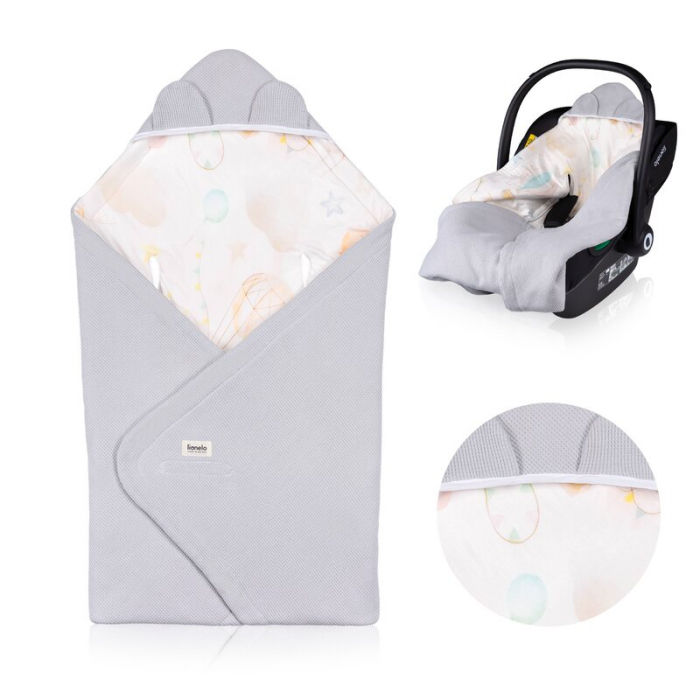 Paturica de infasat Lionelo pentru scoica auto, carucior si landou Albastru [3]