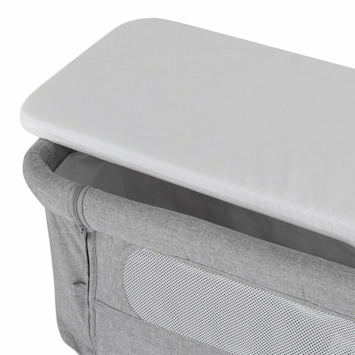Patut co-sleeper 2 in 1, Feedo, Pliabil, Reglabil in 5 pozitii, Cu laterala detasabila, Cu roti, Greutate maxima suportata 9 kg, 0-5 luni, Gri [4]