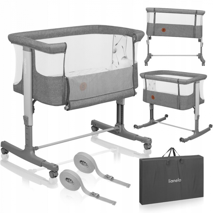 Patut co-sleeper Lionelo Aurora 3 in 1 cu leganare si setare unghiulara cu saltea cu densitate T25 si geanta transport [2]