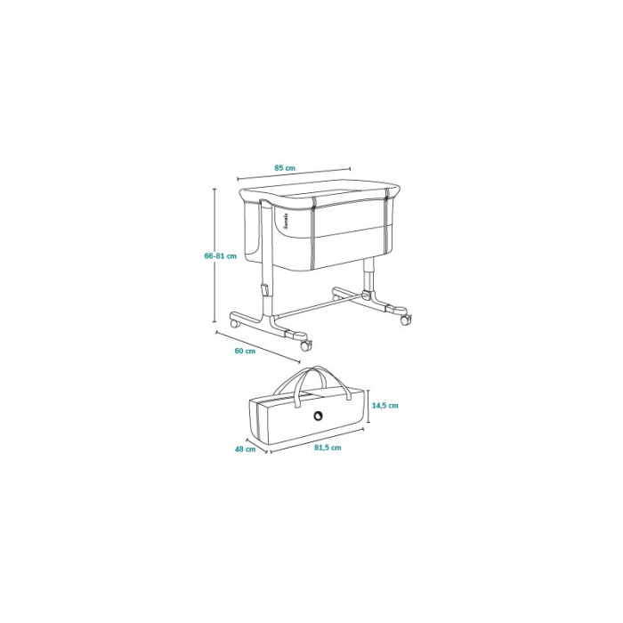 Patut co-sleeper Lionelo Aurora 3 in 1 cu leganare si setare unghiulara cu saltea cu densitate T25 si geanta transport [59]