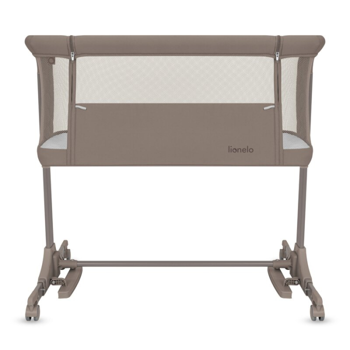 Patut co-sleeper, Lionelo, Pari, Multifunctional, Cu leganare, Reglabil in 6 pozitii pe inaltime, Saltea cu densitate T25, Geanta transport, 84x48x70-80 cm, Taupe [8]