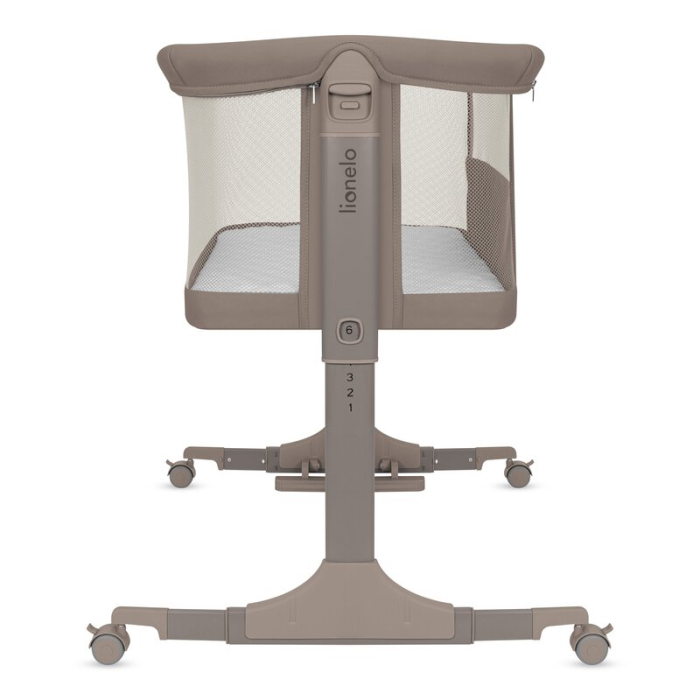 Patut co-sleeper, Lionelo, Pari, Multifunctional, Cu leganare, Reglabil in 6 pozitii pe inaltime, Saltea cu densitate T25, Geanta transport, 84x48x70-80 cm, Taupe [10]