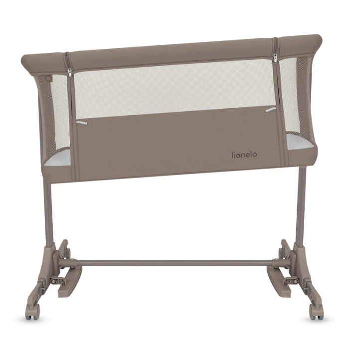 Patut co-sleeper, Lionelo, Pari, Multifunctional, Cu leganare, Reglabil in 6 pozitii pe inaltime, Saltea cu densitate T25, Geanta transport, 84x48x70-80 cm, Taupe [9]