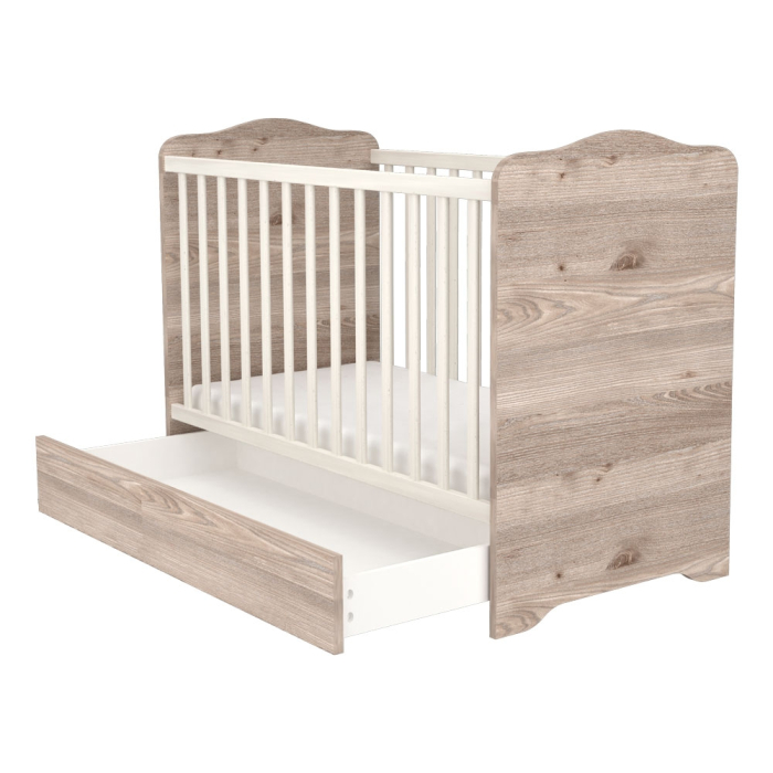 Patut copii din lemn cu sertar Hubners Sofia 120x60 cm crem nisip [4]