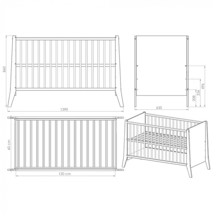 Patut copii din lemn Hubners Cosmo 120x60 cm alb [3]