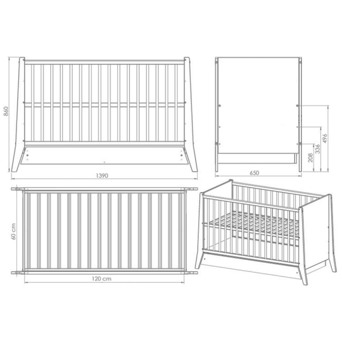 Patut copii din lemn Hubners Cosmo 120x60 cm alb cu sertar [3]