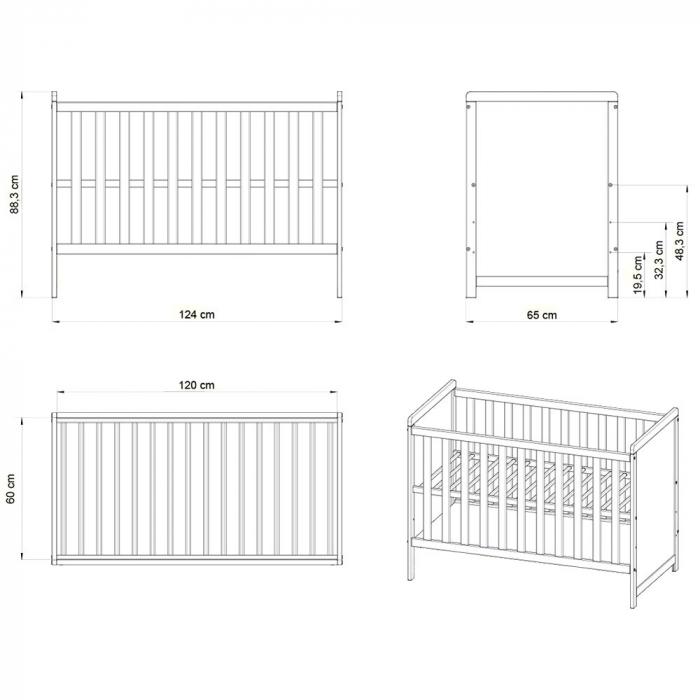 Patut copii din lemn Hubners Paula 120x60 alb [2]