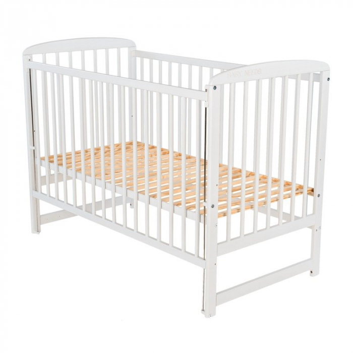 Patut din lemn Ola 120x60 cm cu laterala culisanta Alb BabyNeeds [5]