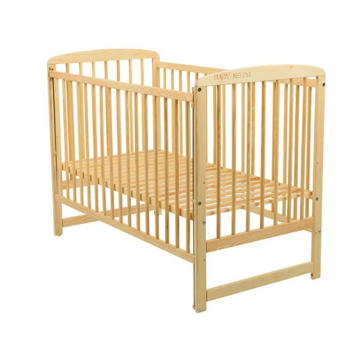 Patut din lemn Ola 120x60 cm cu laterala culisanta Natur BabyNeeds [5]