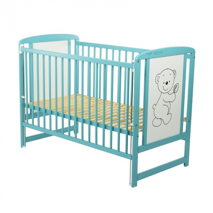 Patut din lemn Timmi 120x60 cm cu laterala culisanta Mint - BabyNeeds [3]