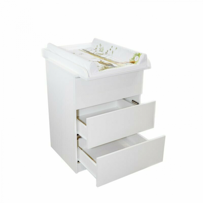 Patut din lemn Timmi Heart 120x60 cm, cu roti, din lemn de pin, MDF, Somiera reglabila, Alb - Qmini [22]