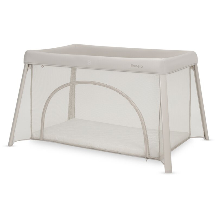 Patut multifunctional, Lionelo, Mila, 2 in 1, Saltea 4 cm cu spuma T25, 2 niveluri de inaltime, Pliere rapida, Intrare laterala, Geanta de transport inclusa, 0-36 luni, Pana la 15 kg, Bej [4]