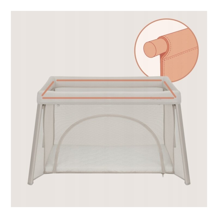 Patut multifunctional, Lionelo, Mila, 2 in 1, Saltea 4 cm cu spuma T25, 2 niveluri de inaltime, Pliere rapida, Intrare laterala, Geanta de transport inclusa, 0-36 luni, Pana la 15 kg, Bej [14]