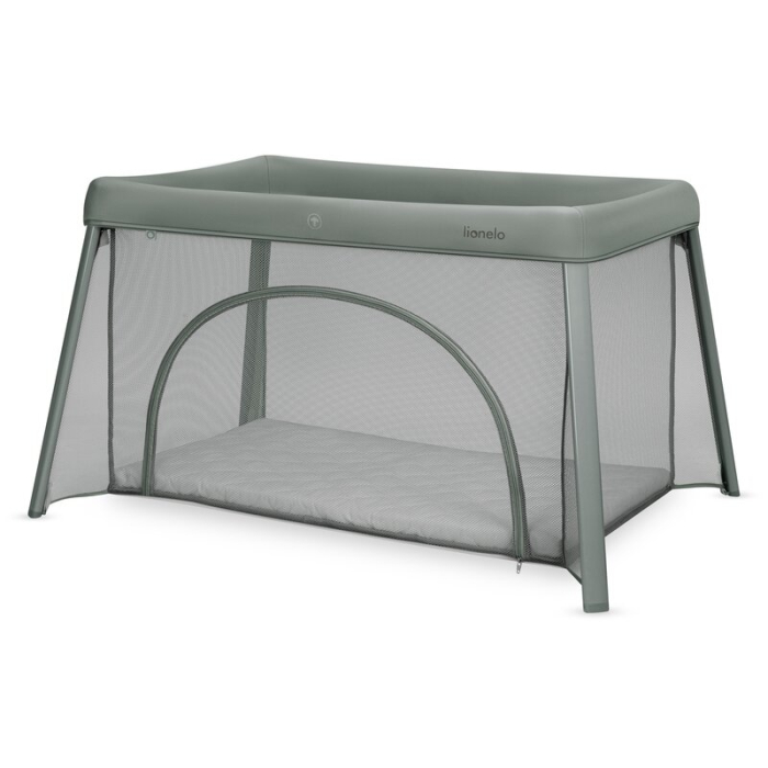 Patut multifunctional, Lionelo, Mila, 2 in 1, Saltea 4 cm cu spuma T25, 2 niveluri de inaltime, Pliere rapida, Intrare laterala, Geanta de transport inclusa, 0-36 luni, Pana la 15 kg, Verde [4]