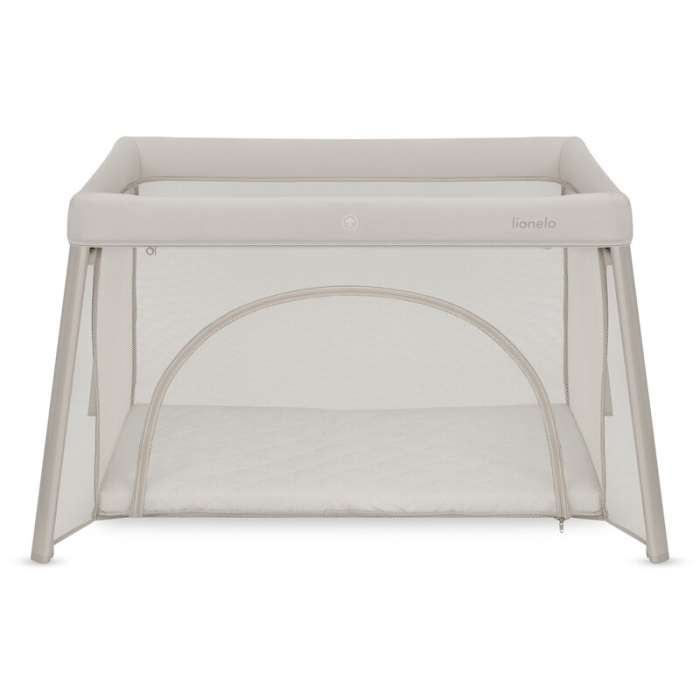Patut multifunctional, Lionelo, Mila, 2 in 1, Saltea 4 cm cu spuma T25, 2 niveluri de inaltime, Pliere rapida, Intrare laterala, Geanta de transport inclusa, 0-36 luni, Pana la 15 kg, Bej [6]