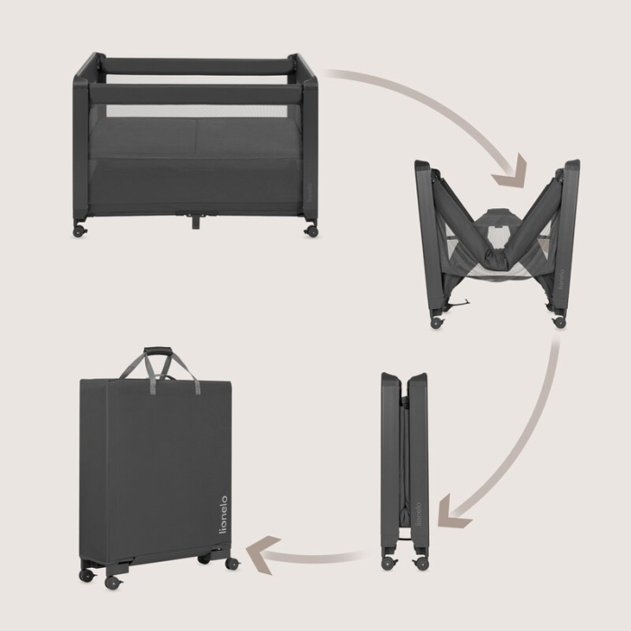 Patut multifunctional, Lionelo, Patty, 5 in 1, 0- 36 luni, Co-sleeper, Tarc de joaca, Patut de calatorie, Laterala rabatabila, 2 trepte reglare saltea, Roti, Husa transport inclusa, Gri [20]