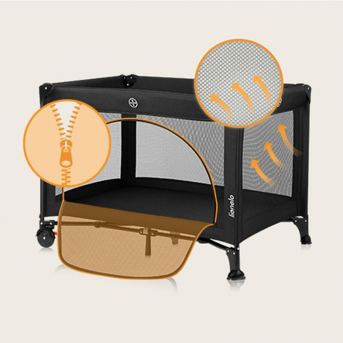 Patut pliant Lionelo Laura 102 x 74 cm cu doua nivele cu functie de tarc cu roti [15]