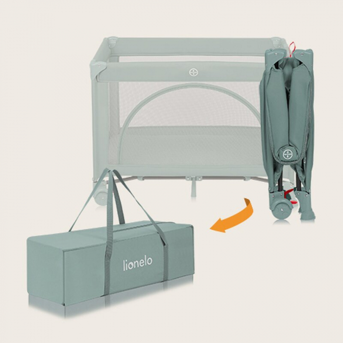 Patut pliant Lionelo Laura 102 x 74 cm cu doua nivele cu functie de tarc cu roti [17]