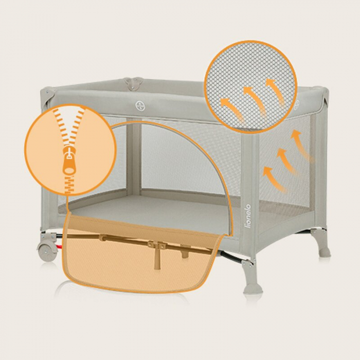 Patut pliant Lionelo Laura 102 x 74 cm cu doua nivele cu functie de tarc cu roti [18]