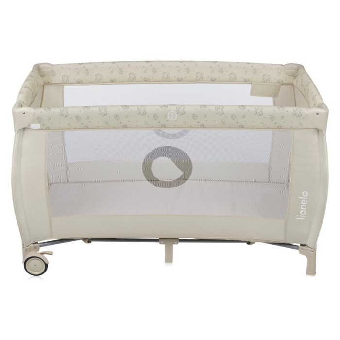 Patut pliant, Lionelo, Sven Plus, 120x60 cm, cu doua nivele, cu arcada jucarii, masuta de infasat, vibratii, melodii, Bej Latte [15]