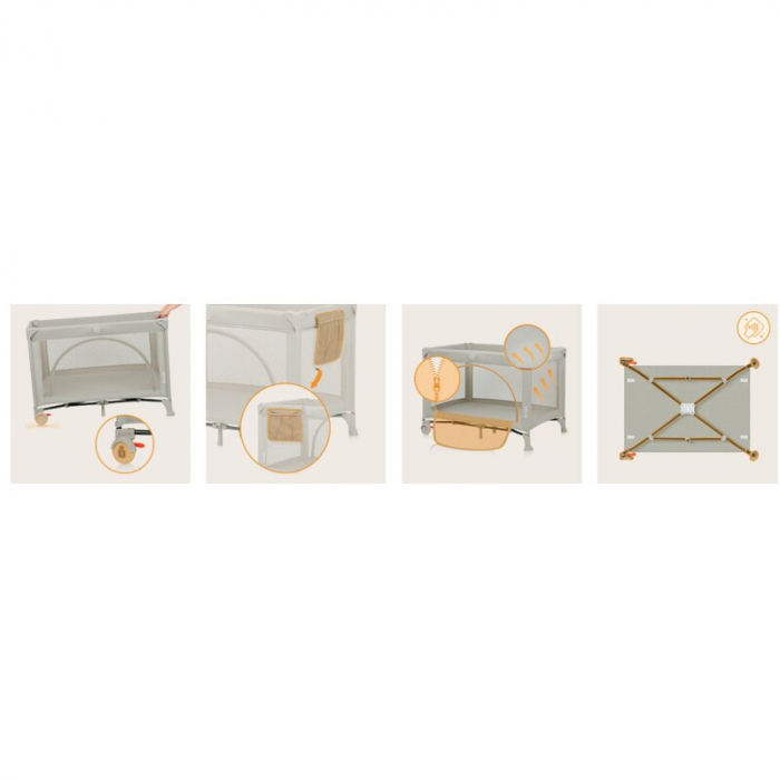 Patut pliant multifunctional Lionelo Ellen cu laterala culisanta pana la 15 kg 120x60 cm [19]