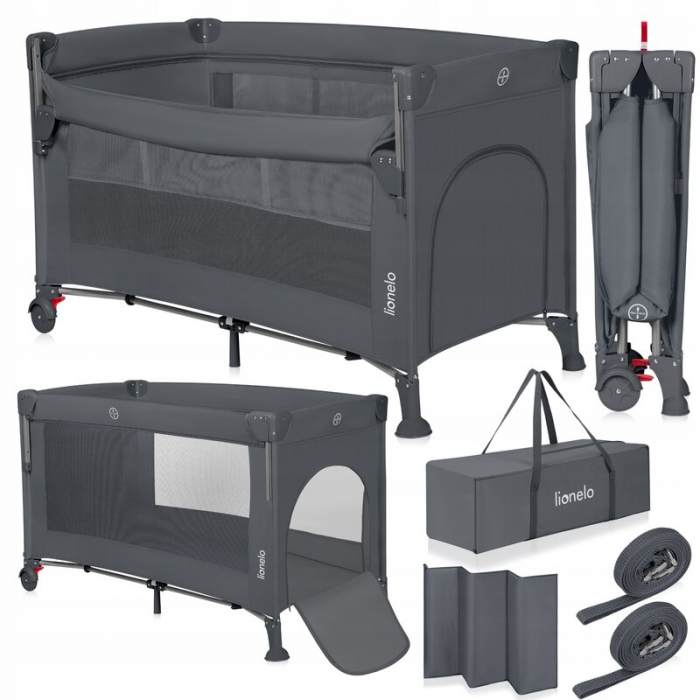 Patut pliant multifunctional Lionelo Ellen cu laterala culisanta pana la 15 kg 120x60 cm [3]