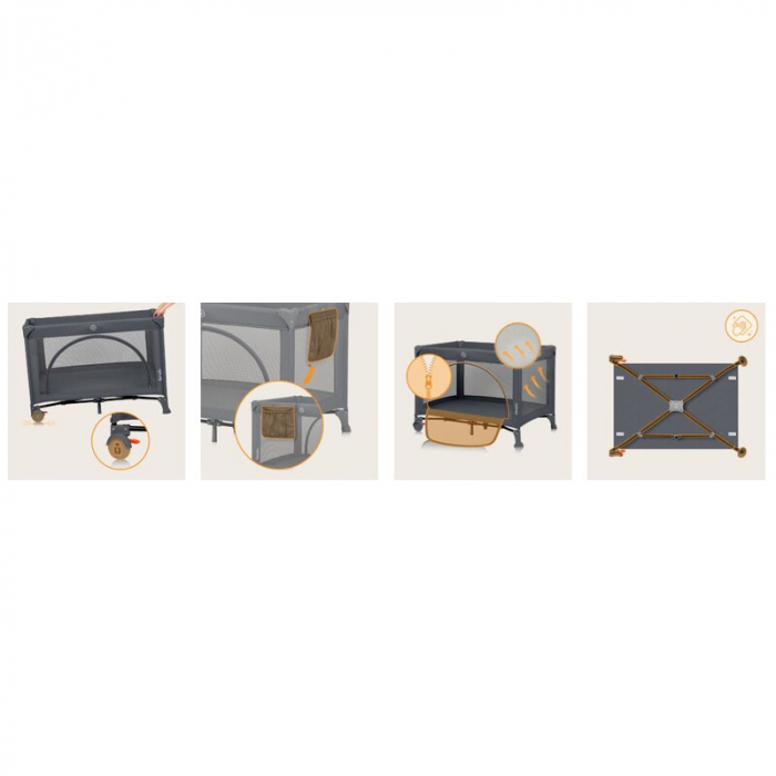 Patut pliant multifunctional Lionelo Ellen cu laterala culisanta pana la 15 kg 120x60 cm [18]