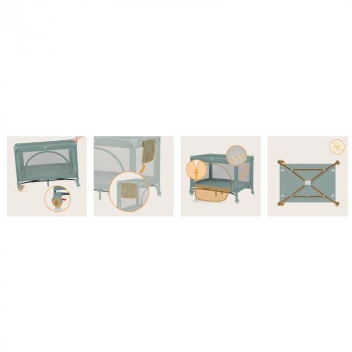 Patut pliant multifunctional Lionelo Ellen cu laterala culisanta pana la 15 kg 120x60 cm [21]