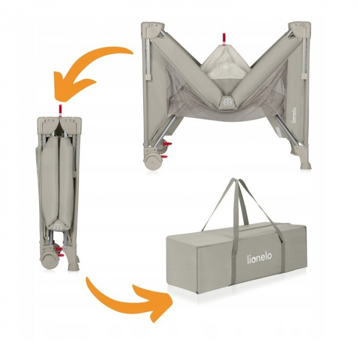 Patut pliant multifunctional Lionelo Ellen cu laterala culisanta pana la 15 kg 120x60 cm [10]