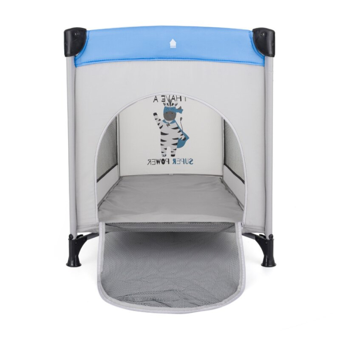 Patut pliant, Petite&Mars, Koot, 120 x 60 cm, Cu roti, Functie de tarc, Pliere compacta, Include geanta de transport, Intrare laterala cu fermoar, Pereti din plasa, Pana la 15 kg, 0-30 luni, Gri [5]